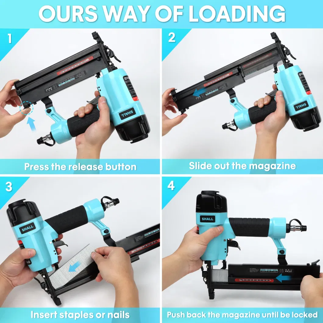 Shall 20-Gauge Pneumatic Brad Air Nailer Compatible with 13/32" to 7/8" Nails Depth Adjustment Air Nail Gun for Woodworking